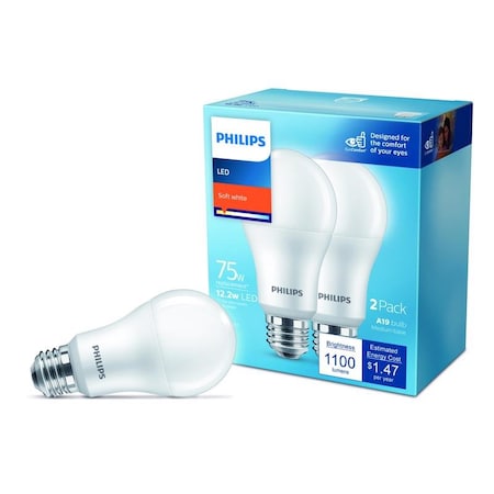 Philips Philips A19 E26 (Medium) LED Bulb Soft White 75 Watt Equivalence 2 pk 575860